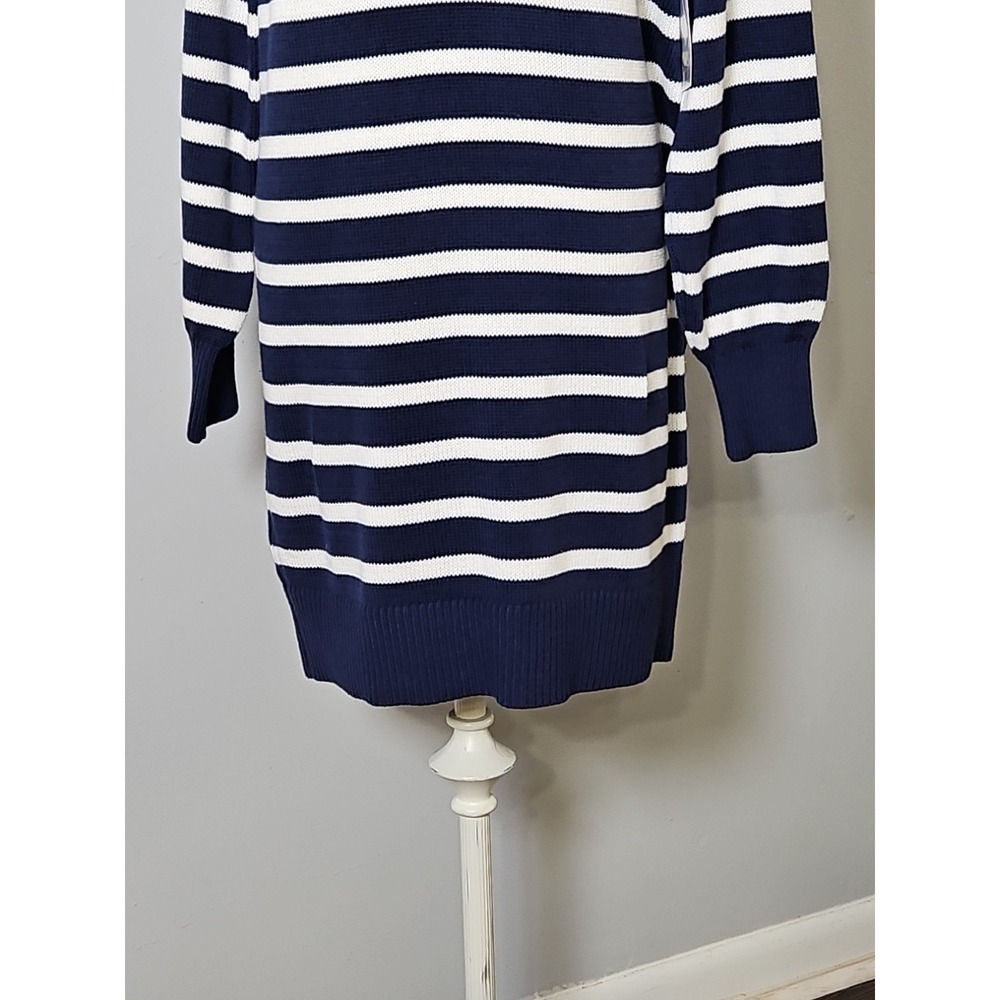 Sonoma Goods For Life Henley Sweater Dress In Navy White Stripe Size Small - Picture 4 of 10
